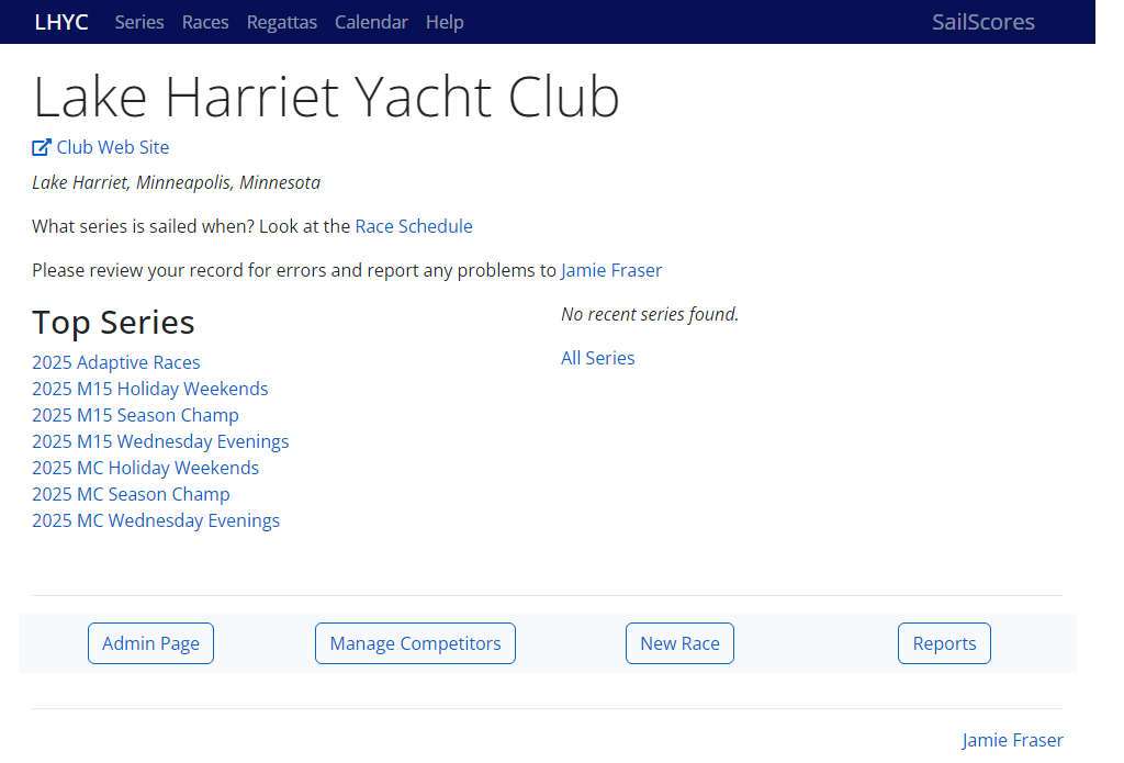 SailScores Club Home Page