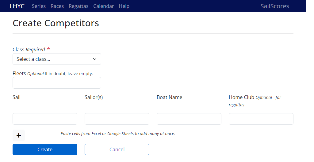 Competitor setup screenshot